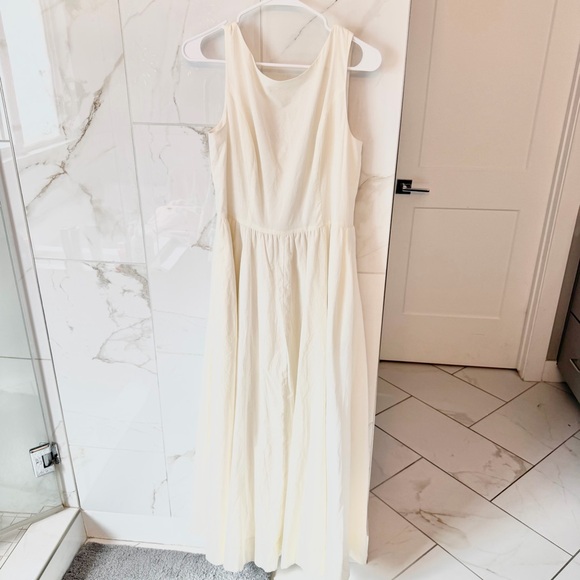 Wayf Ivory Bria Boatneck Cotton Dress with Gathered Waist - Picture 4 of 7